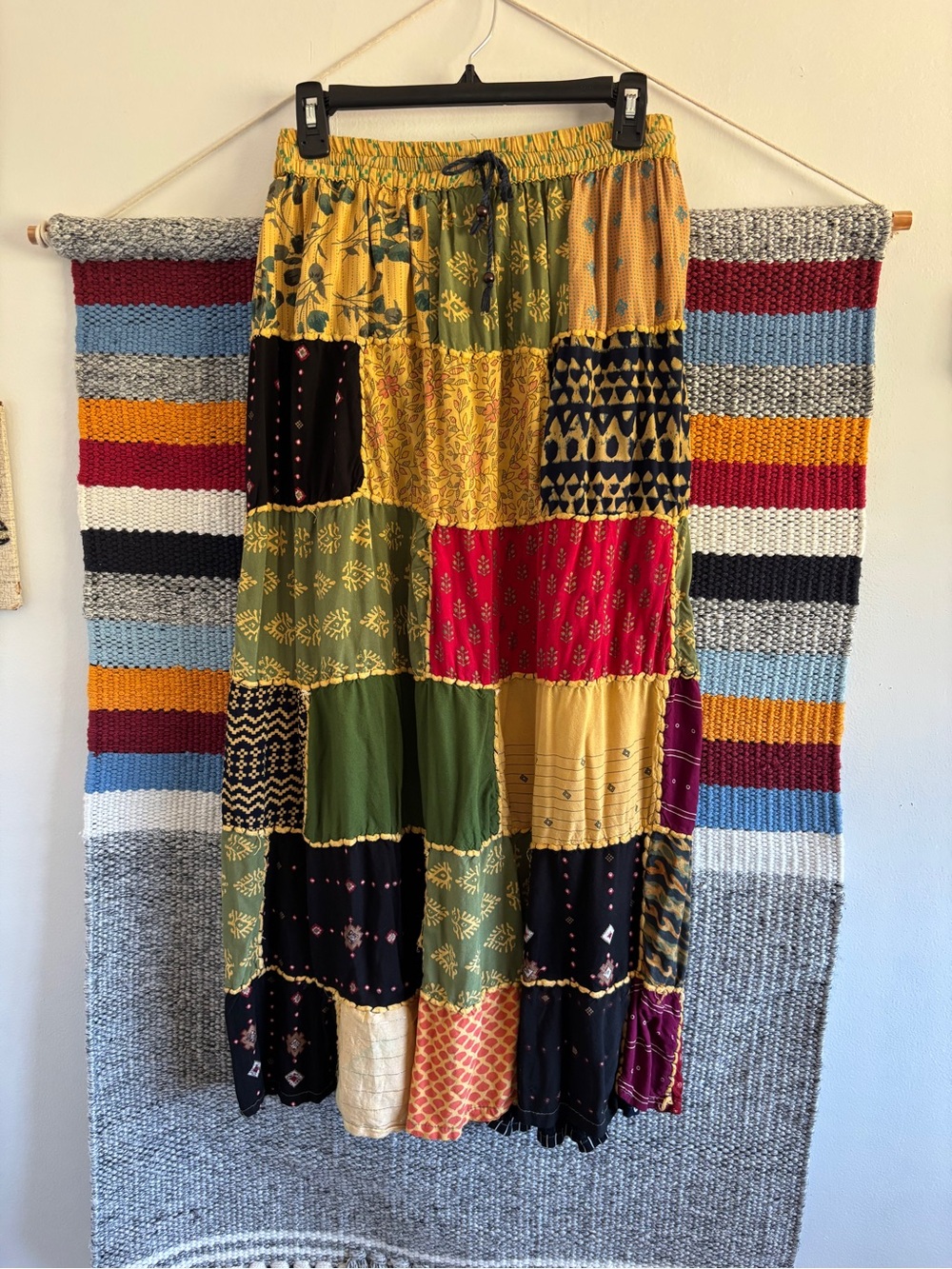 Patchwork Boho Maxi Skirt - Multicolor